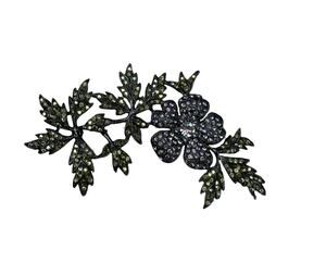 Signed Tara Rhinestone Floral Branch Brooch Green Purple Crystal Large Statement